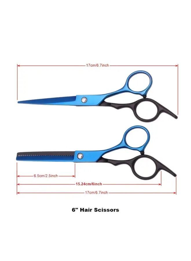 Black Blue Thinning Hair Scissors 6 Inch Professional Barber Shears 440C Stainless Steel Ultra Sharp Blades Ergonomic Grip Adjustable Tension - Image 4